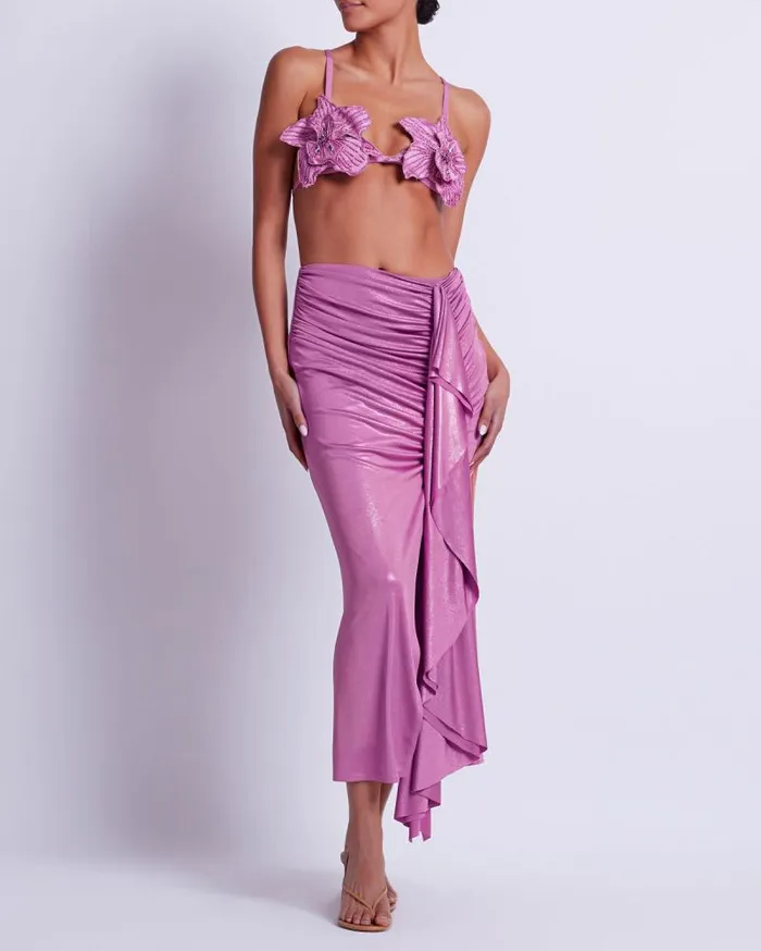Women Matching Sets PatBO Metallic Jersey Midi Skirt FINAL SALE Lilac