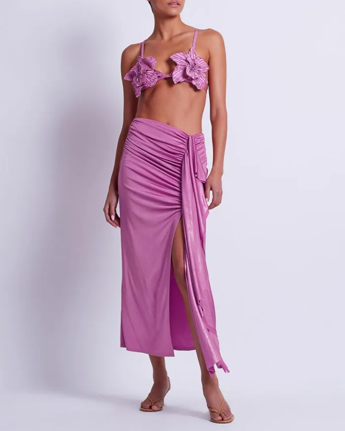 Women Matching Sets PatBO Metallic Jersey Midi Skirt FINAL SALE Lilac