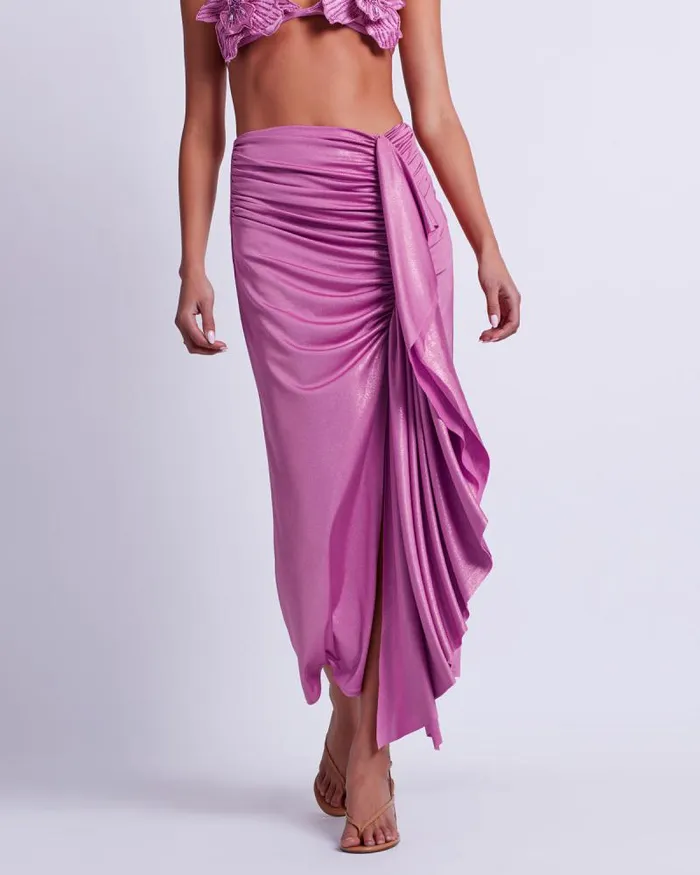 Women Matching Sets PatBO Metallic Jersey Midi Skirt FINAL SALE Lilac