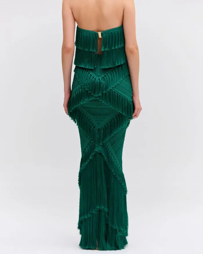 Women Matching Sets PatBO Woven Fringe Trim Maxi Skirt FINAL SALE Jade