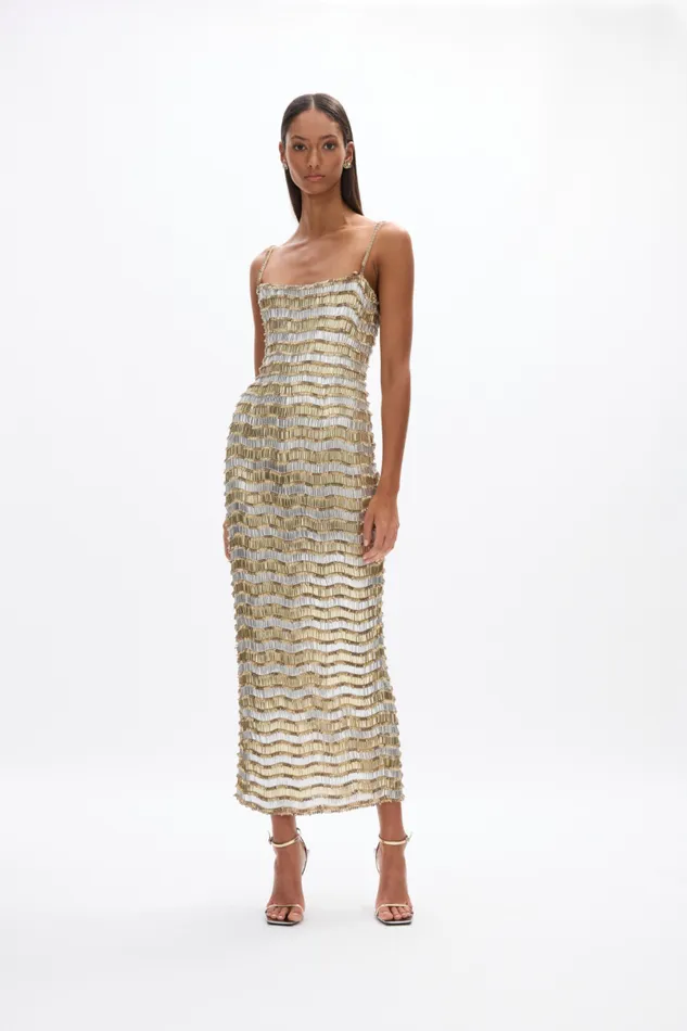 Women Maxi Dresses Rachel Gilbert Zeph Gown GoldSilver