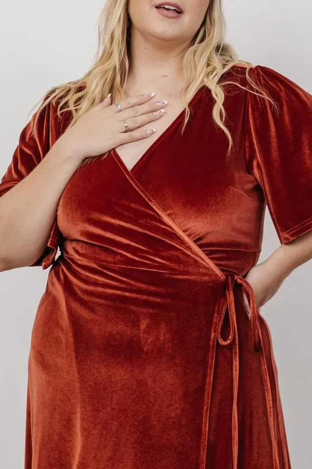Women Meghan Velvet Wrap Maxi Dress Terracotta Baltic Born Maxi Dresses Women Meghan Velvet Wrap Maxi Dress Terracotta Baltic Born Maxi Dresses