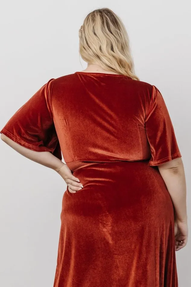 Women Meghan Velvet Wrap Maxi Dress Terracotta Baltic Born Maxi Dresses Women Meghan Velvet Wrap Maxi Dress Terracotta Baltic Born Maxi Dresses