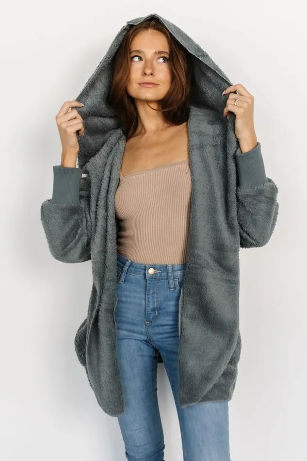 Women Melrose Teddy Jacket Dusty Blue Baltic Born Outerwear