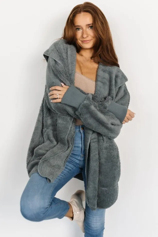 Women Melrose Teddy Jacket Dusty Blue Baltic Born Outerwear