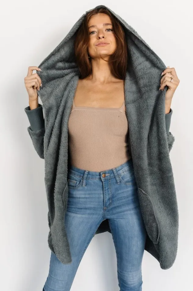 Women Melrose Teddy Jacket Dusty Blue Baltic Born Outerwear