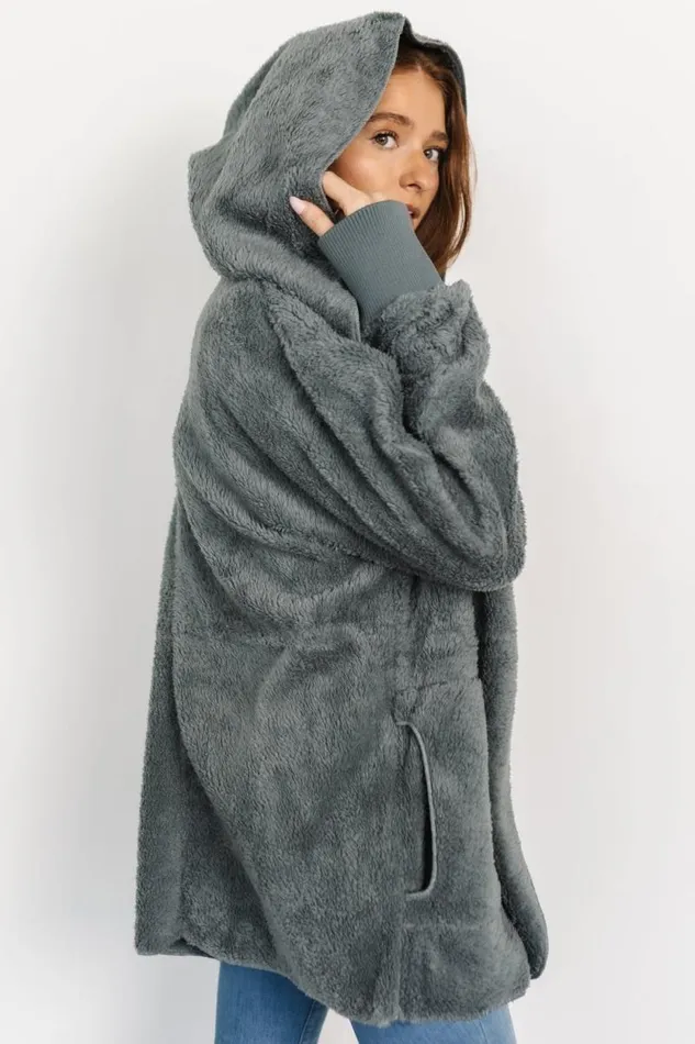 Women Melrose Teddy Jacket Dusty Blue Baltic Born Outerwear