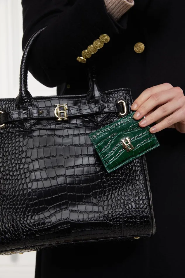 WomenMen Chelsea Card Holder Emerald Croc Holland Cooper Small Leather Goods