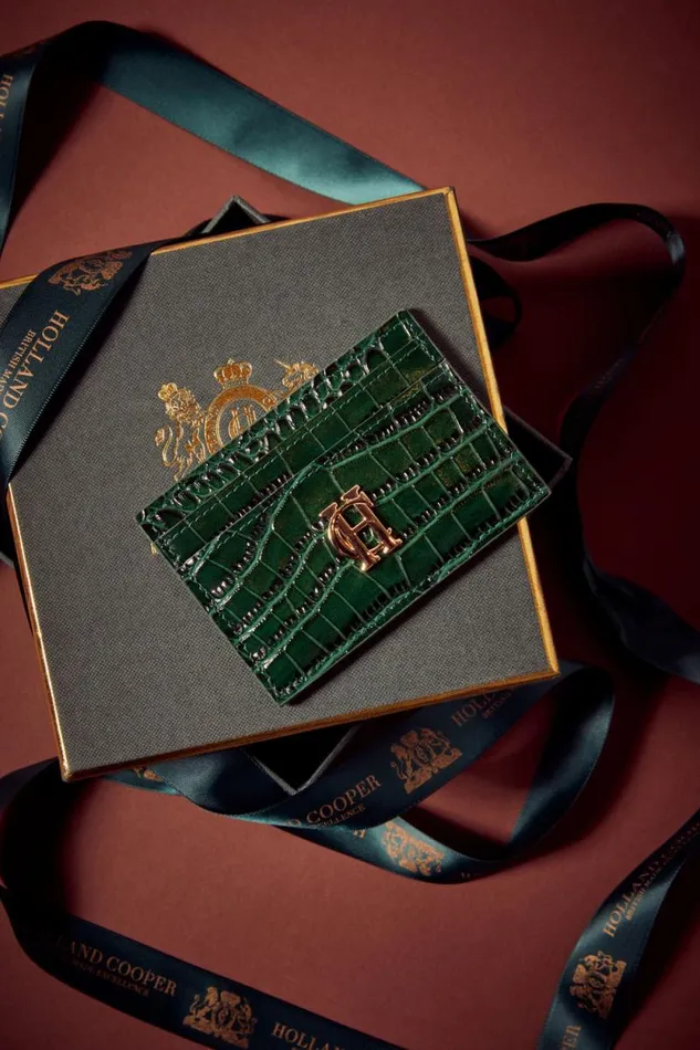 WomenMen Chelsea Card Holder Emerald Croc Holland Cooper Small Leather Goods