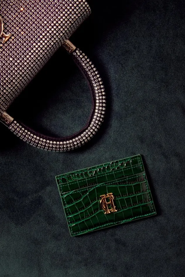 WomenMen Chelsea Card Holder Emerald Croc Holland Cooper Small Leather Goods