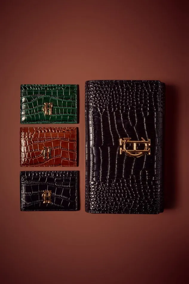 WomenMen Chelsea Card Holder Emerald Croc Holland Cooper Small Leather Goods
