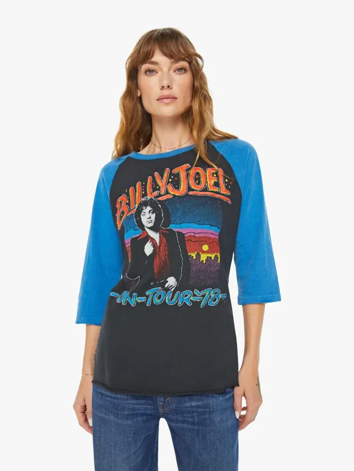WomenMen Tees Tanks Mother Denim Billy Joel 1978 Raglan Black charcoal