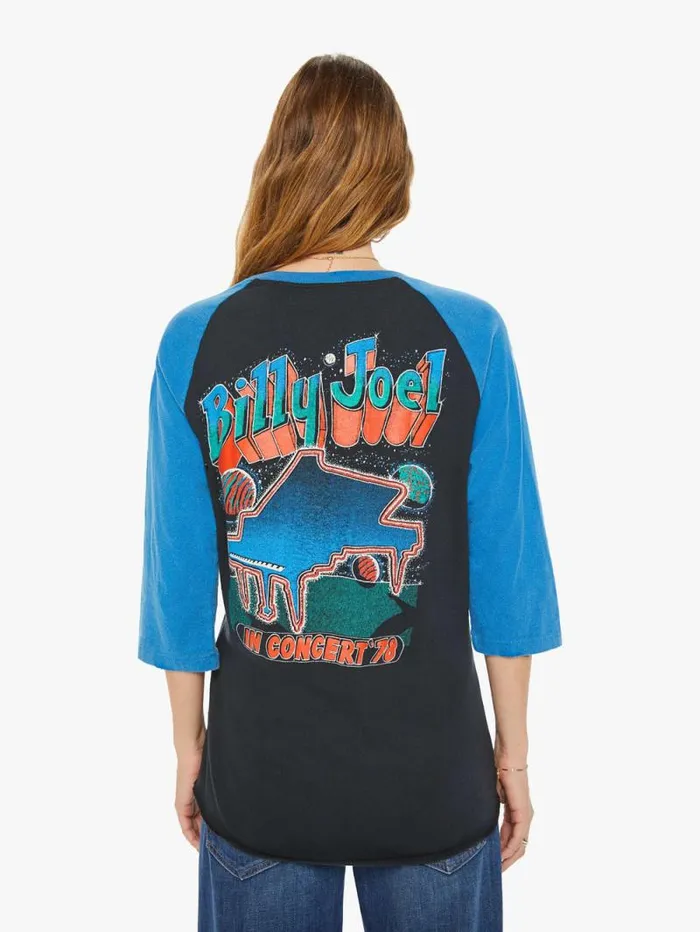 WomenMen Tees Tanks Mother Denim Billy Joel 1978 Raglan Black charcoal