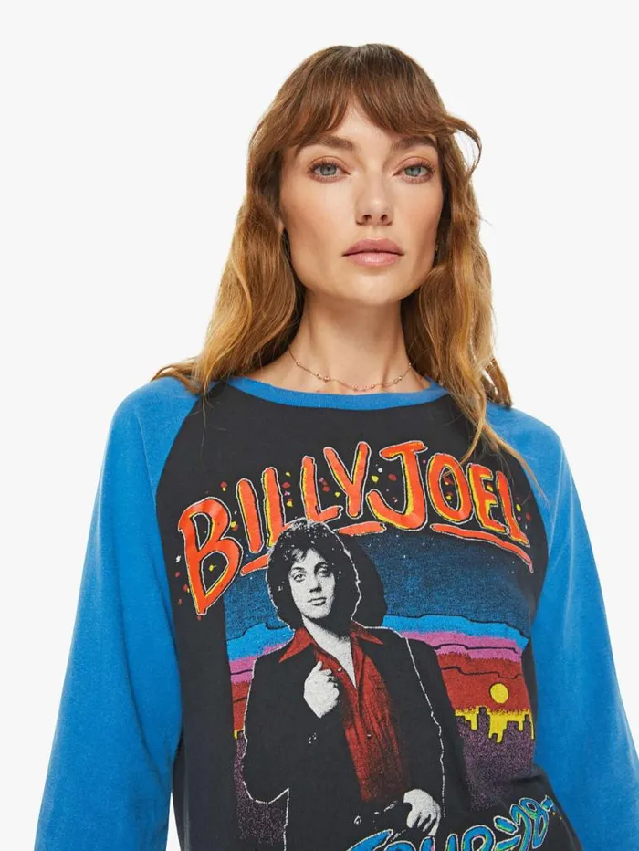 WomenMen Tees Tanks Mother Denim Billy Joel 1978 Raglan Black charcoal