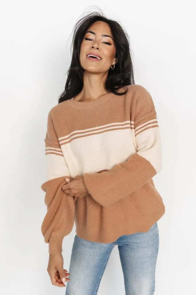 Women Merrill Sweater Camel Cream Baltic Born Sweaters
