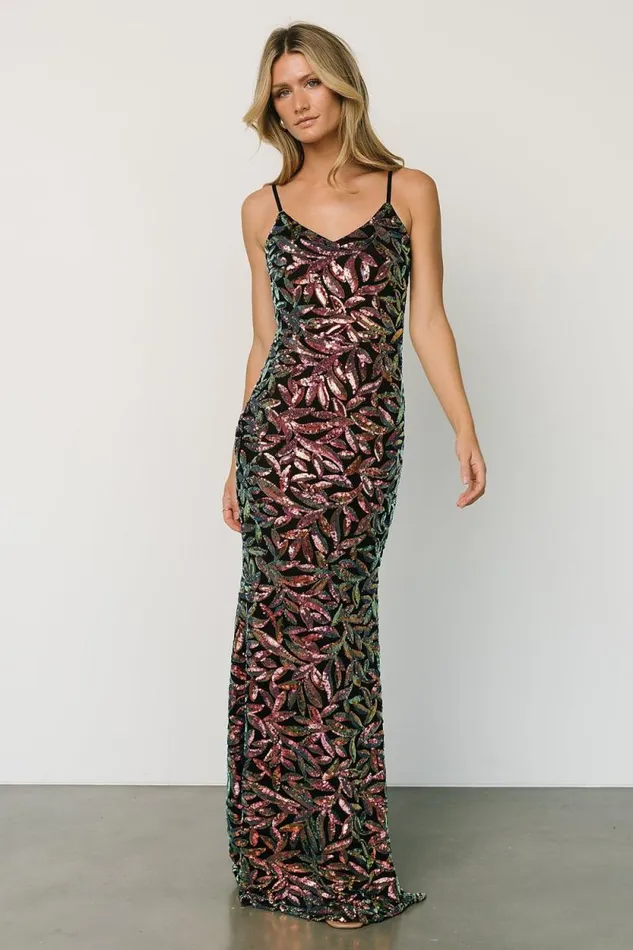 Women Mia Sequin Gown Black Multi Baltic Born Embellished and Sequined