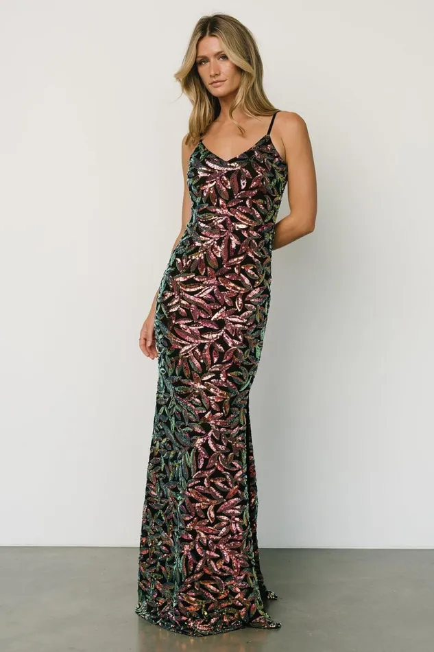 Women Mia Sequin Gown Black Multi Baltic Born Embellished and Sequined