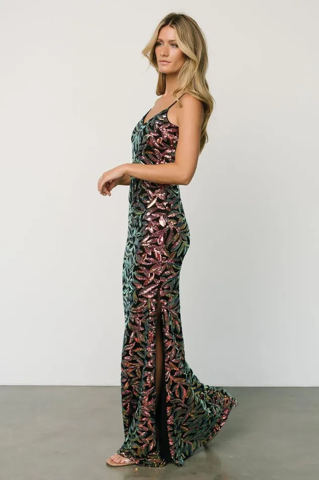 Women Mia Sequin Gown Black Multi Baltic Born Embellished and Sequined