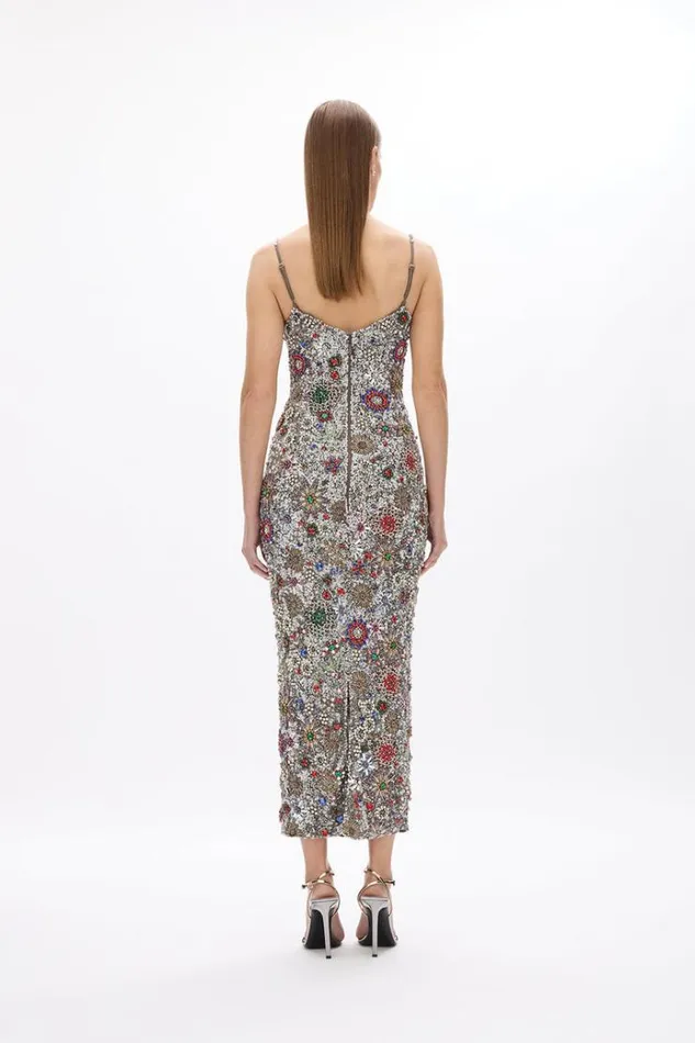 Women Midi Dresses Rachel Gilbert Francesca Star Gown Silver