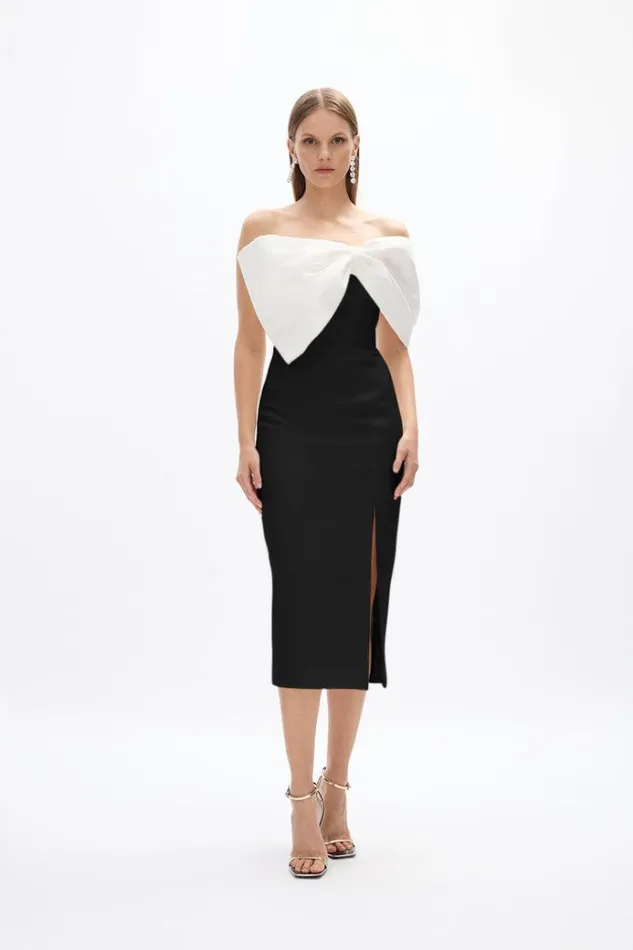 Women Midi Dresses Rachel Gilbert Kace Dress In BlackIvory Women Midi Dresses Rachel Gilbert Kace Dress In BlackIvory