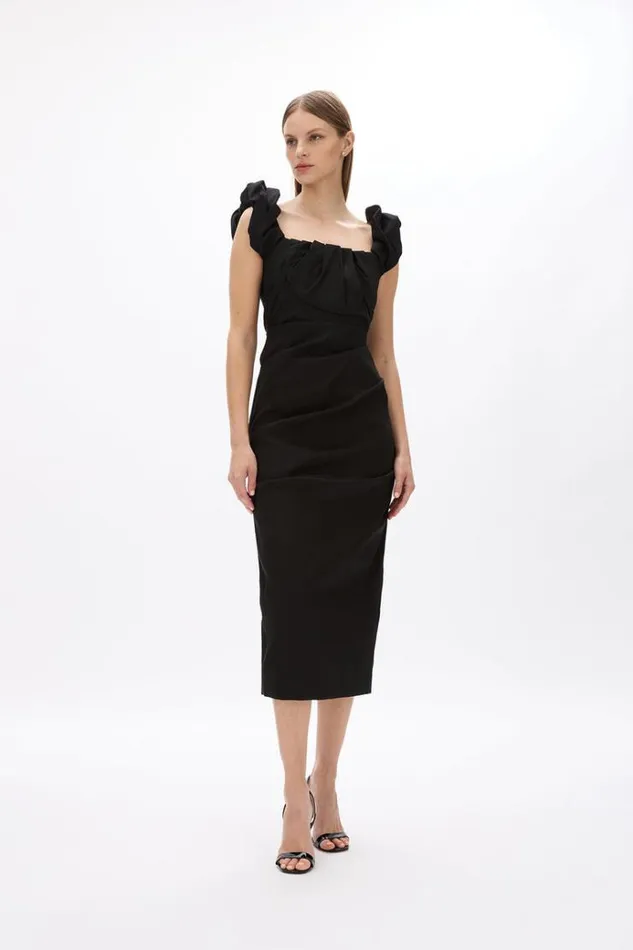 Women Midi Dresses Rachel Gilbert Kalina Dress In Black