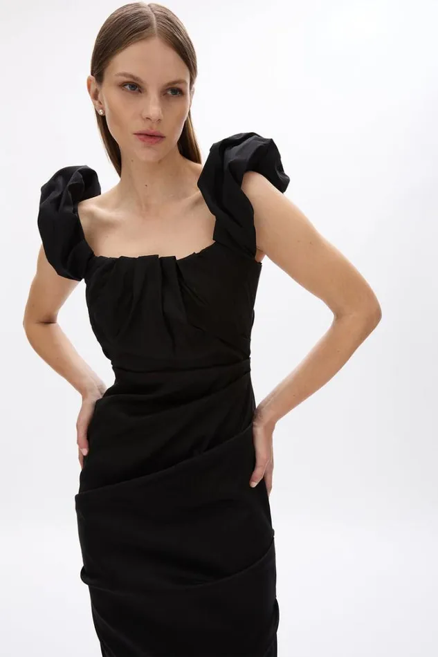 Women Midi Dresses Rachel Gilbert Kalina Dress In Black Women Midi Dresses Rachel Gilbert Kalina Dress In Black