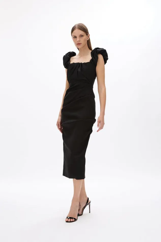 Women Midi Dresses Rachel Gilbert Kalina Dress In Black Women Midi Dresses Rachel Gilbert Kalina Dress In Black