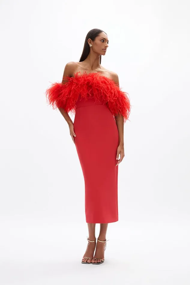 Women Midi Dresses Rachel Gilbert Link Dress Bright Red