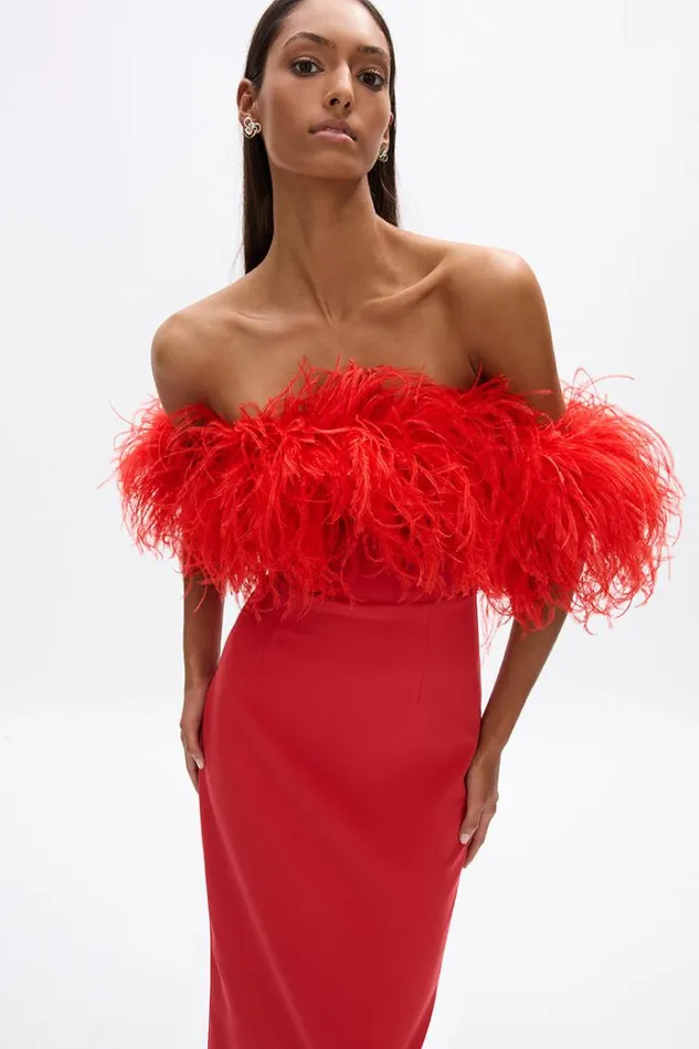 Women Midi Dresses Rachel Gilbert Link Dress Bright Red