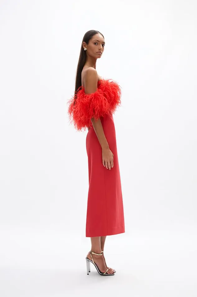 Women Midi Dresses Rachel Gilbert Link Dress Bright Red