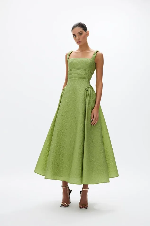 Women Midi Dresses Rachel Gilbert Sophia Strap Dress Greenery