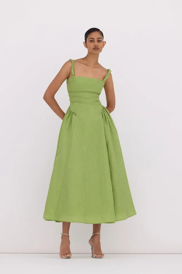 Women Midi Dresses Rachel Gilbert Sophia Strap Dress Greenery