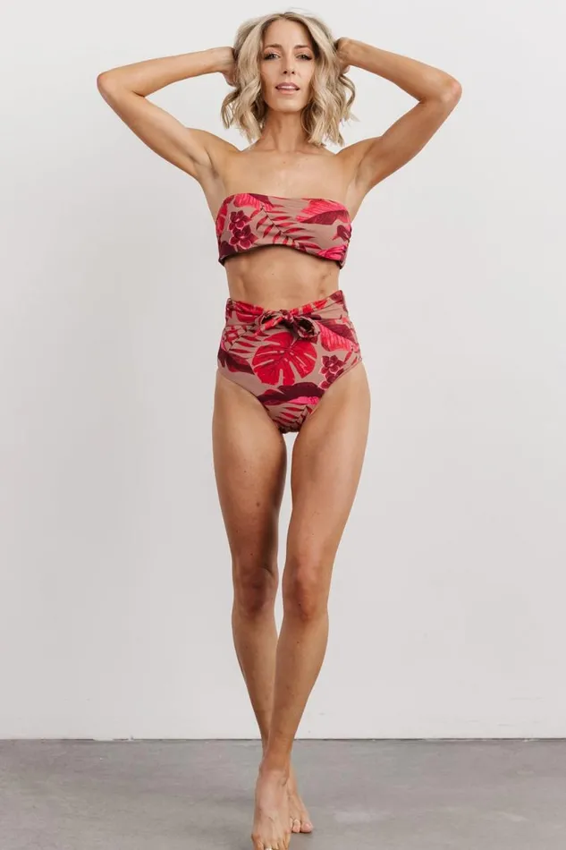 Women Milos High Waist Bikini Bottom Red Print Baltic Born Bikini