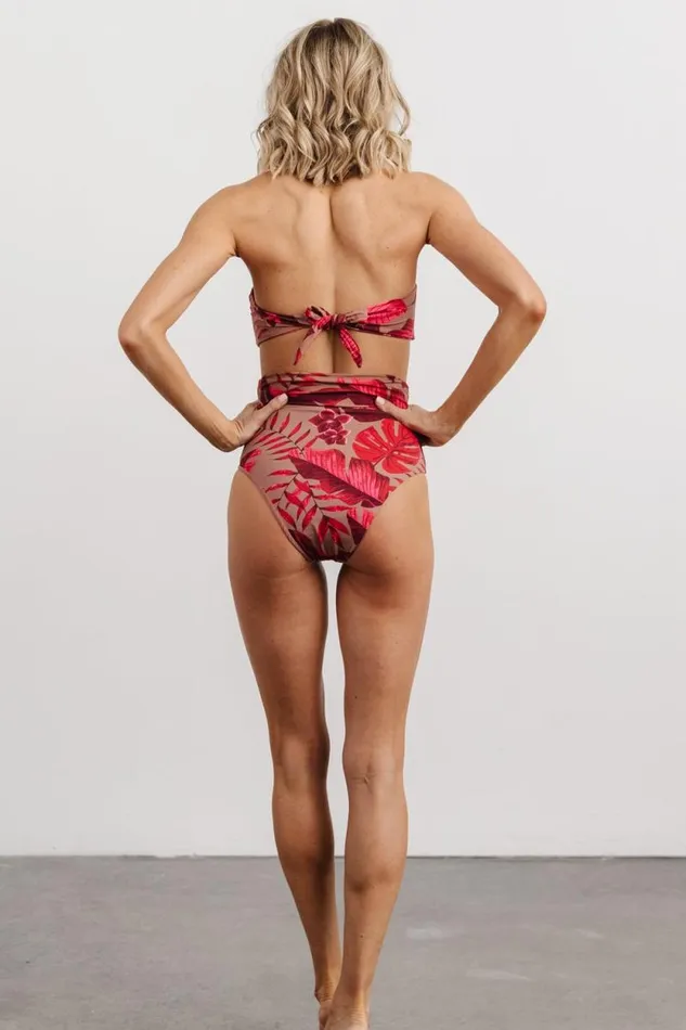 Women Milos High Waist Bikini Bottom Red Print Baltic Born Bikini Women Milos High Waist Bikini Bottom Red Print Baltic Born Bikini