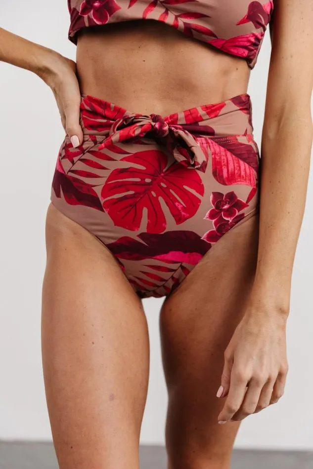 Women Milos High Waist Bikini Bottom Red Print Baltic Born Bikini Women Milos High Waist Bikini Bottom Red Print Baltic Born Bikini