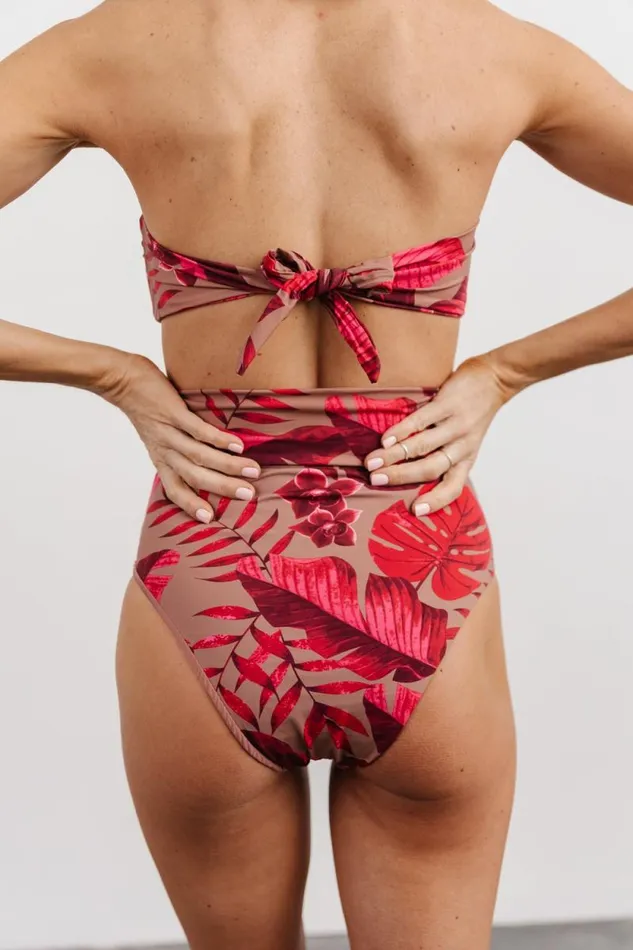 Women Milos High Waist Bikini Bottom Red Print Baltic Born Bikini Women Milos High Waist Bikini Bottom Red Print Baltic Born Bikini