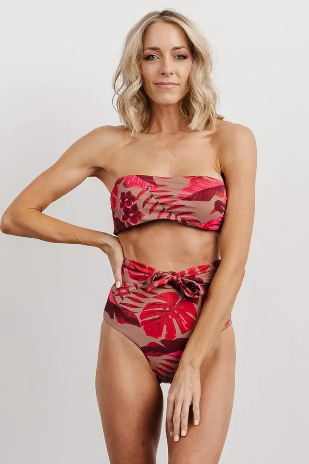 Women Milos High Waist Bikini Bottom Red Print Baltic Born Bikini Women Milos High Waist Bikini Bottom Red Print Baltic Born Bikini