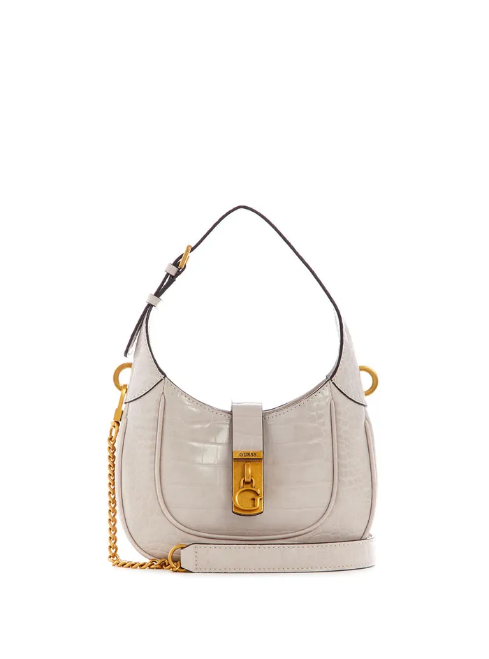 Women Mini Bags GUESS Cream Croco Maimie Mini Hobo Bag