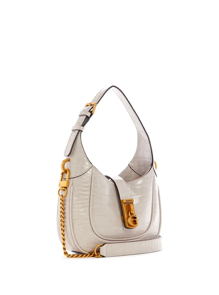 Women Mini Bags GUESS Cream Croco Maimie Mini Hobo Bag