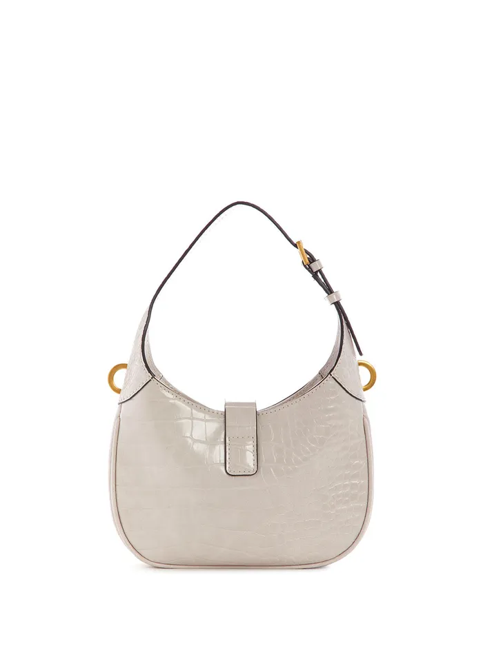 Women Mini Bags GUESS Cream Croco Maimie Mini Hobo Bag