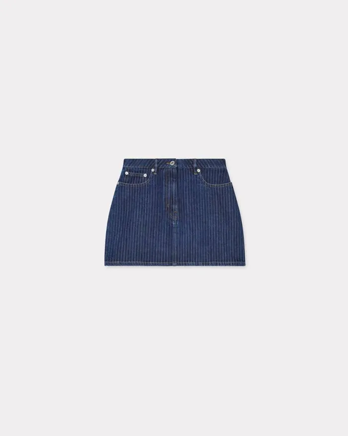 Women Miniskirt In Japanese Denim Dark Stone Blue Denim Kenzo Dresses And Skirts