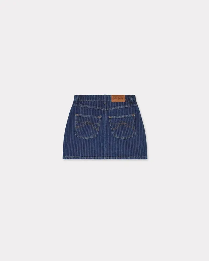 Women Miniskirt In Japanese Denim Dark Stone Blue Denim Kenzo Dresses And Skirts