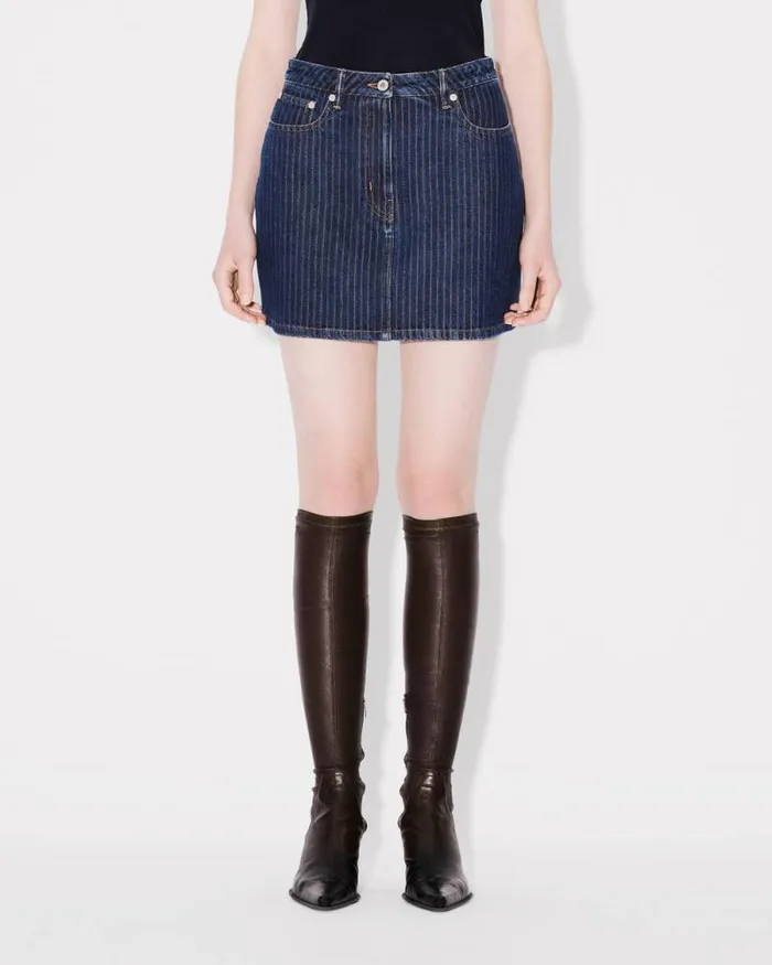 Women Miniskirt In Japanese Denim Dark Stone Blue Denim Kenzo Dresses And Skirts