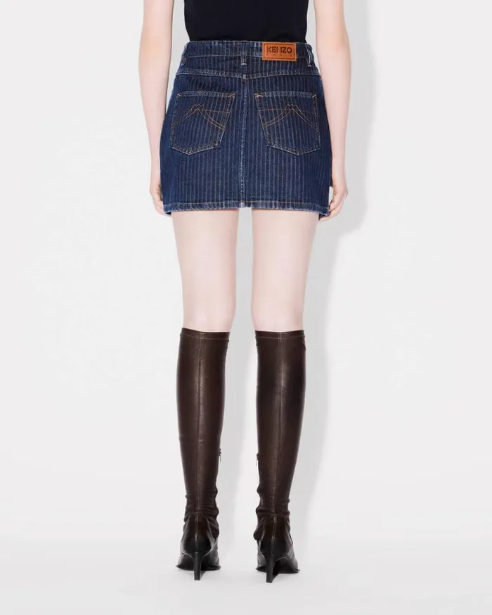 Women Miniskirt In Japanese Denim Dark Stone Blue Denim Kenzo Dresses And Skirts