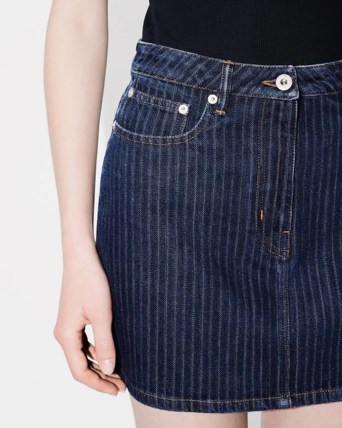 Women Miniskirt In Japanese Denim Dark Stone Blue Denim Kenzo Dresses And Skirts