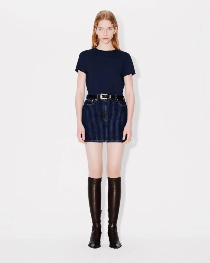 Women Miniskirt In Japanese Denim Dark Stone Blue Denim Kenzo Dresses And Skirts