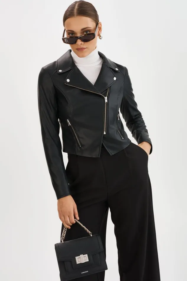 Women MONICA Faux Leather Jacket Black LAMARQUE Leather Jackets