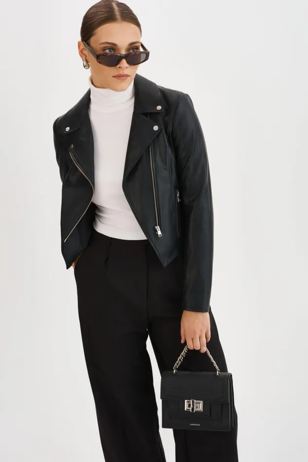 Women MONICA Faux Leather Jacket Black LAMARQUE Leather Jackets Women MONICA Faux Leather Jacket Black LAMARQUE Leather Jackets