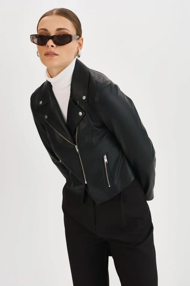 Women MONICA Faux Leather Jacket Black LAMARQUE Leather Jackets Women MONICA Faux Leather Jacket Black LAMARQUE Leather Jackets
