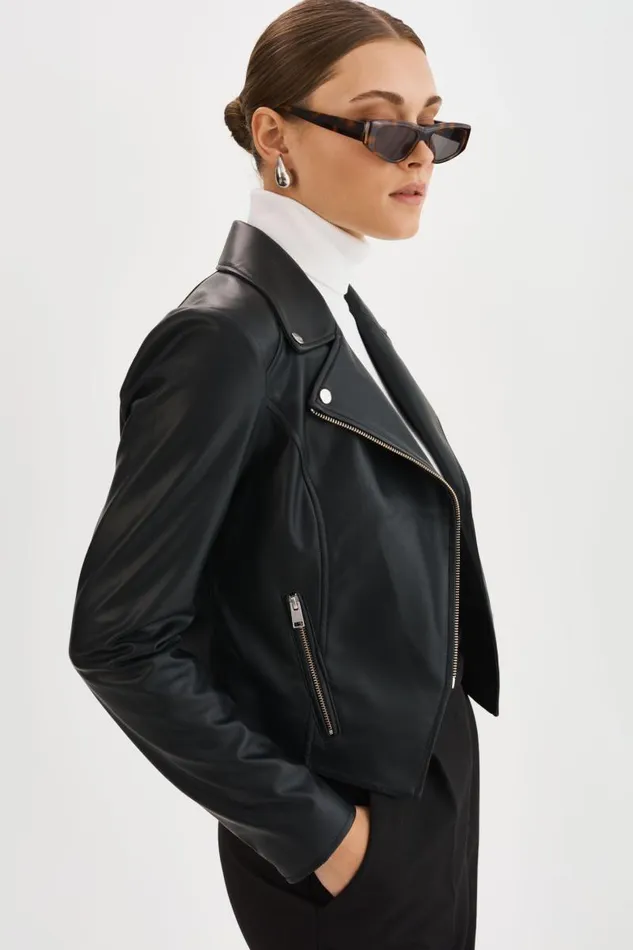Women MONICA Faux Leather Jacket Black LAMARQUE Leather Jackets Women MONICA Faux Leather Jacket Black LAMARQUE Leather Jackets